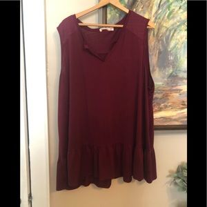 Burgundy Peplum Tank